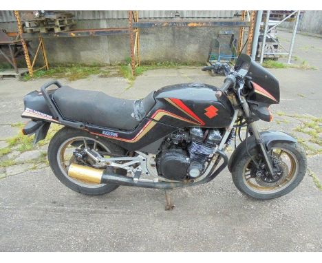 A Suzuki GSX 550 E, first registered 3rd January 1985, B834SNG, odometer reading 49175, a barn find engine turns freely, a pr