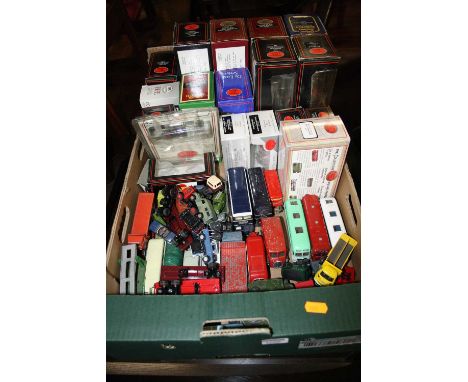 A tray containing a quantity of mixed boxed and part boxed modern issue and vintage diecast to include Dinky Toys, exclusive 