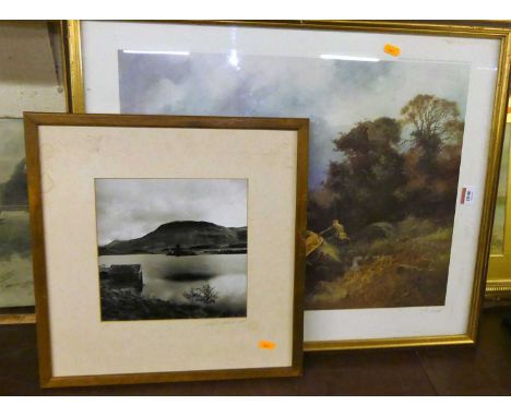 Charlie Waite - lake scene, monochrome photograph, signed and dated to the mount 1981, and numbered 1/50, 22x22cm, together w
