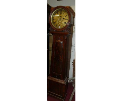 A S Davidson of Coatbridge - a circa 1830 Scottish mahogany longcase clock, having signed and gilded circular dial, dia.12.5"