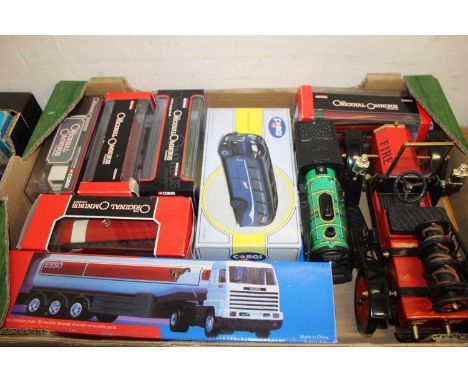 One tray containing a quantity of mixed models, to include Corgi Original Omnibus public transport diecast, modern tinplate f