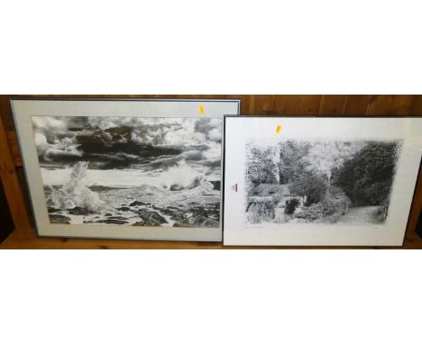 Steven Empson - The Heugh, limited edition monochrome print No. 21/500, 38x60, together with four other limited edition monoc