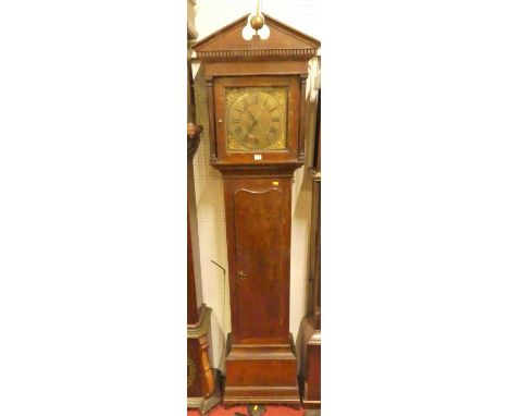 An early 19th century oak provincial longcase clock, the square brass dial signed Daniel Ray, Sudbury, with 30-hour movement,