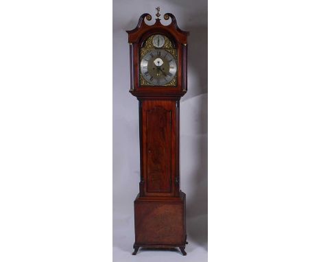 John Justice of Fourmle House - an early 19th century mahogany longcase clock, having a 12" arched brass dial, signed to a si