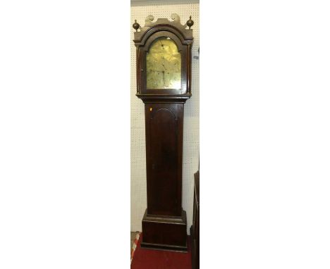 John Benjamin Cole of The Barbican, oak longcase clock, having 12" arched brass signed dial with strike silent dial to the ar