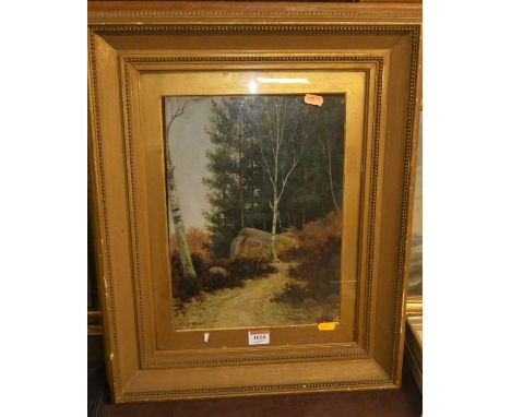 George Giddens - Woodland Path, oil on panel, signed and dated lower left '83, 34x25cm