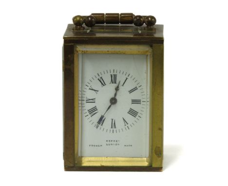 A miniature brass carriage clock, c.1920, by Asprey