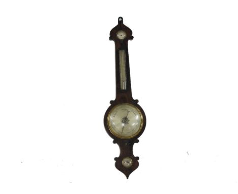 A 19th century rosewood wheel barometer, with convex front thermometer and level dial. 98cm high
