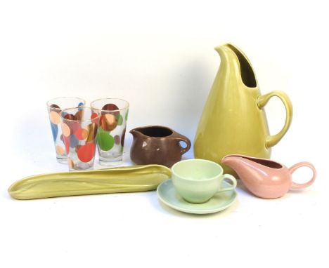 A collection of mid 20th century tablewares,  by Russel Wright, ceramics, plastic and glasses