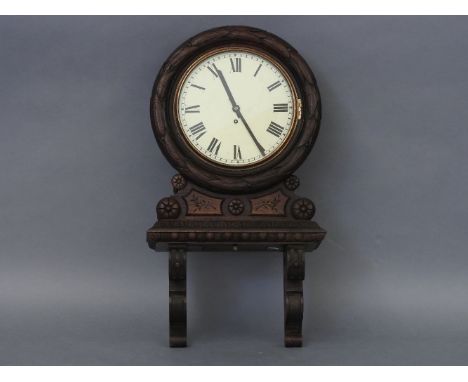 A German 'Lenzkrich' oak wall clock, no 305198, with integral bracket, 68cm high