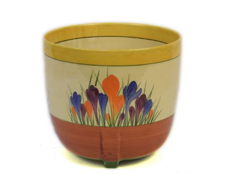 A Clarice cliff 'crows pattern' jardiniere, 19.5cm high