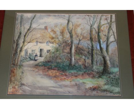 M** Shone - watercolour"Church Cove, The Lizard", signed, 19" x 23"