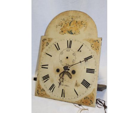 A 19th century Cornish longcase clock dial and movement by Vibert of Penzance with 12" painted arched dial and 8-day movement