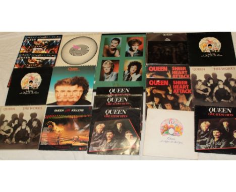 Seventeen Queen LP albums including "A Day At The Races, The Works, Greatest Hits, A Night At The Opera, Live Magic" and othe