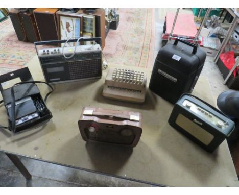 A SELECTION OF VINTAGE RADIOS ETC. TO INCLUDE A PROJECTOR AND AN ADDING UP MACHINE