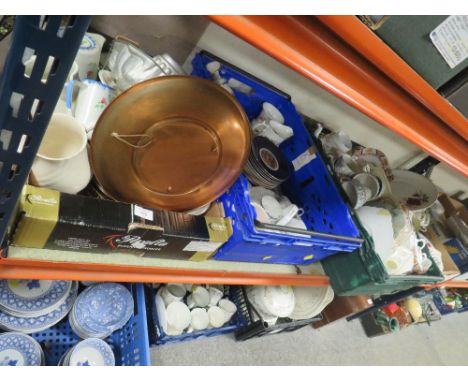 FOUR TRAYS OF ASSORTED CERAMICS TO INCLUDE POOLE, COALPORT ETC (TRAYS NOT INCLUDED)