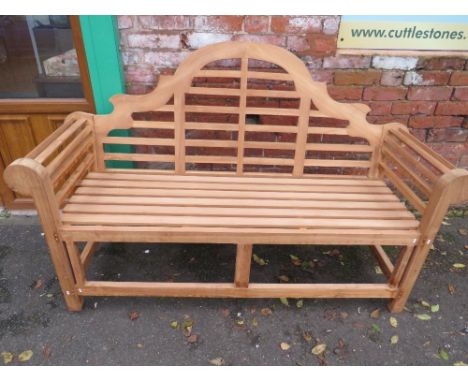 A LUTYENS STYLE HARDWOOD GARDEN BENCH