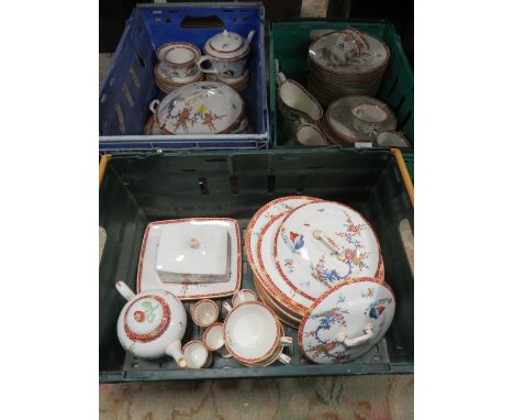 THREE TRAYS OF ROYAL WORCESTER REPRODUCTION OLD BOW CHINA  A/F 