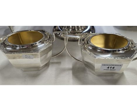 ENGINE TOOL DESIGN DECO STYLE BIRMINGHAM SILVER SUGAR &amp; CREAM, WEIGHT APPROX 349.7 GRAMS