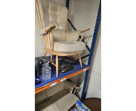 LIGHT OAK ERCOL 2 PIECE LOUNGE SET COMPRISING 3 SEATER COUCH &amp; SINGLE CHAIR      