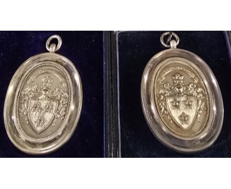 PAIR OF SILVER HAMILTON ACADEMY DUX MEDALS, ONE DATED 1911 THE OTHER 1908 WITH THE HAMILTON COAT OF ARMS BOTH CASED, COMBINED