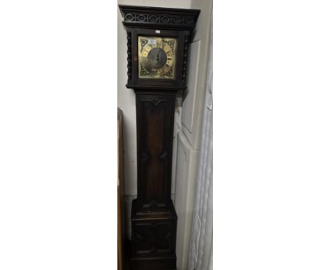 OAK BRASS FACED GRANDDAUGHTER CLOCK      