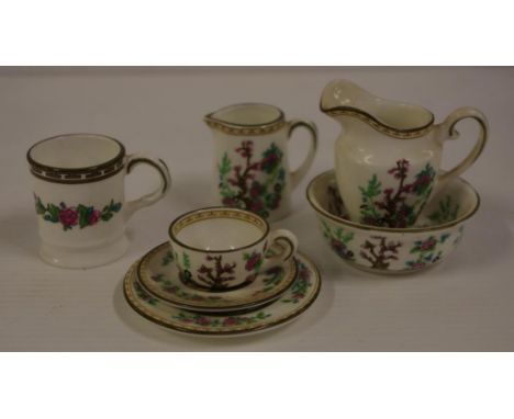 Collection of Coalport miniatures, 'Indian Tree' pattern to include a trio, jug, tankard, jug and basin set