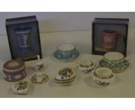 Collection of assorted ceramic miniatures including Spode, Wedgwood & Coalport, 11 in total