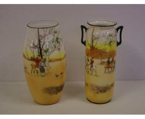 Two large Royal Doulton "Hunting Scenes" vases pattern E3804, 22 cm high