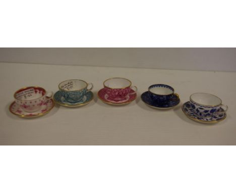Five Spode miniature cups & saucers