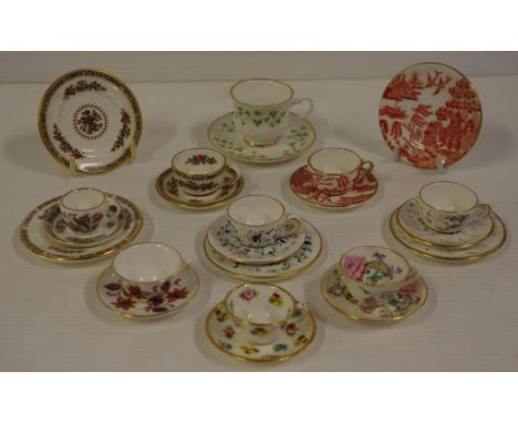Five miniature trios & four cups and saucers to include, Wedgwood, Coalport, Minton and Spode