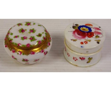 One antique Minton lidded trinket box together with a crown Staffordshire lidded trinket box, 4.5cm approx (widest)