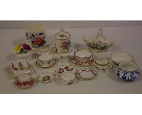 Quantity of assorted miniature ceramics to include Coalport, Spode, and Royal crown Derby