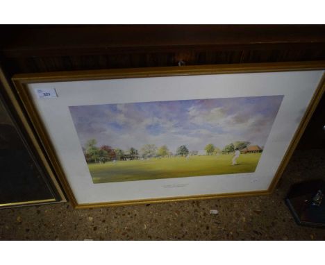 JOCELYN GALSWORTHY, 'CRICKET AT LUDGROVE', LIMITED EDITION PRINT, SIGNED IN PENCIL, 33/250, F/G