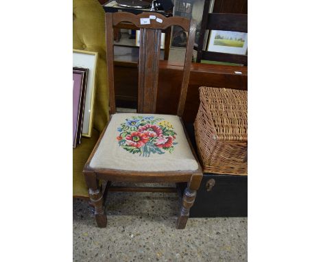 OAK FRAMED DINING CHAIR WITH TAPESTRY SEAT