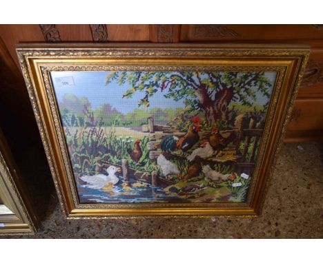 FRAMED TAPESTRY PICTURE OF POULTRY