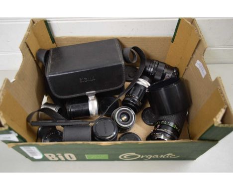 MIXED LOT VARIOUS CAMERA LENSES TO INCLUDE SIGMA MIRROR TELEPHOTO 600MM PLUS OTHERS