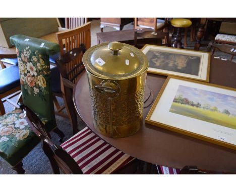 BRASS COAL BUCKET AND FIRE TOOLS