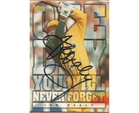 Sport Collection Ian Healy, Australian test cricketer signed trading card. Ian Botham signed Duncan Fearnley promotional card