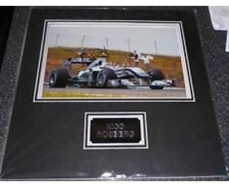 Rosberg Nico A 39cm x 39cm double 3D display in acid free mount board with engraved metal plaque, mounted with a genuine sign