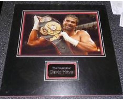 Haye David A 39cm x 39cm double 3D display in acid free mount board with engraved metal plaque, mounted with a genuine signed