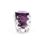 Mid-century Liskard Glass by Jim Dryer ' Knobbly' amethyst cased glass vase.