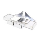 Mid-century designer desk tidy and pair of similar bookends.