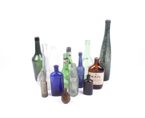 Collection of vintage bottles recovered from under the M32 whilst under construction. Including Valentine's Meat Juice, Brook