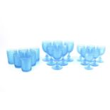 Three sets of six curb blue drinking glasses. Max.