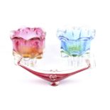 A group of three assorted mid-century case glass items.