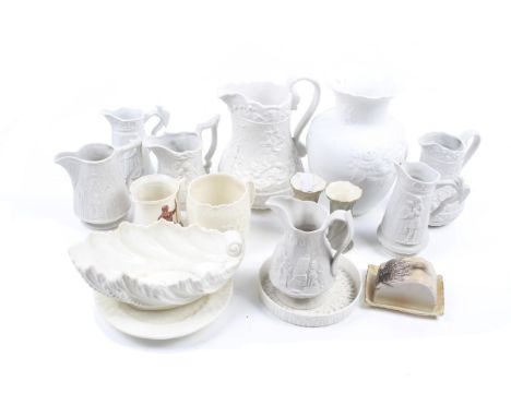A collection of assorted 19th century and later porcelain. Including Portmeirion Partan jugs, Coalport and Locke & Co., Worce