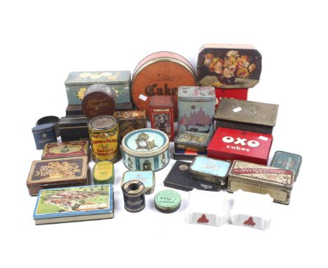 A collection of assorted vintage advertising product tins. Including Jacob & Co. biscuits, Fry & Sons Ltd chocolate and vario