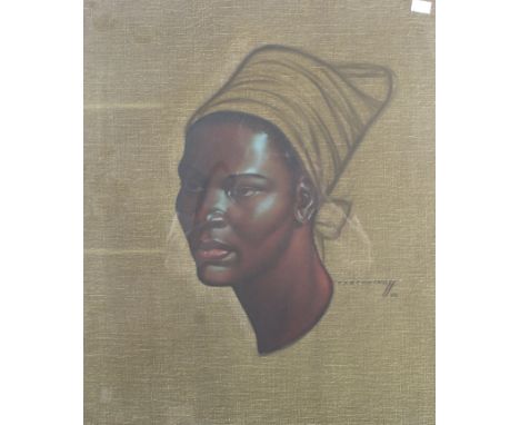 A vintage print of the Zulu Maiden by Vladimir Tretchikoff. 59cm x 49.5cm, framed and glazed. 