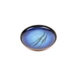 Ulf Johansen (1922-1990) Norway, enamel on copper dish, signed. Abstract motif, diameter 15.